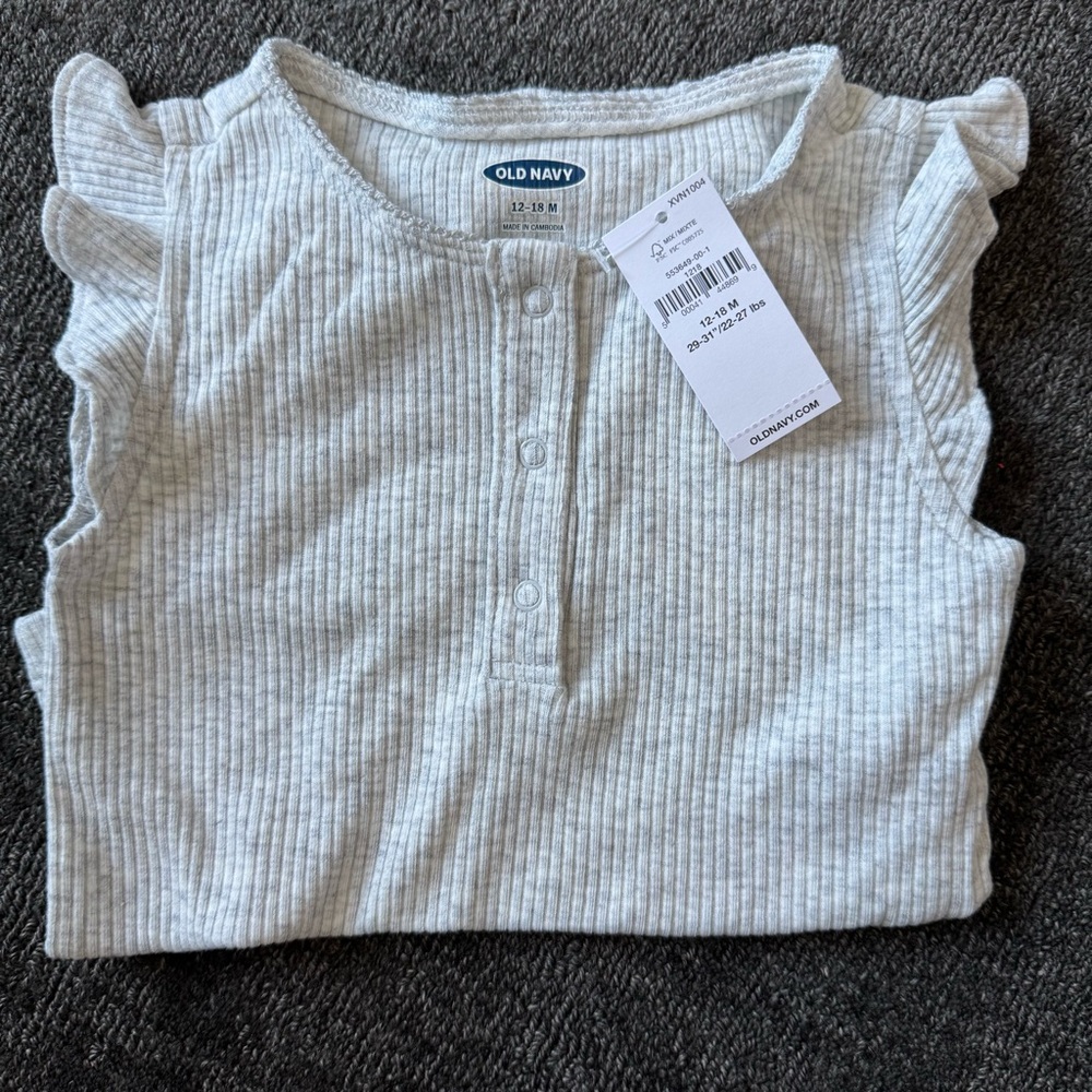 NWT Old Navy Ribbed Gray Onesie